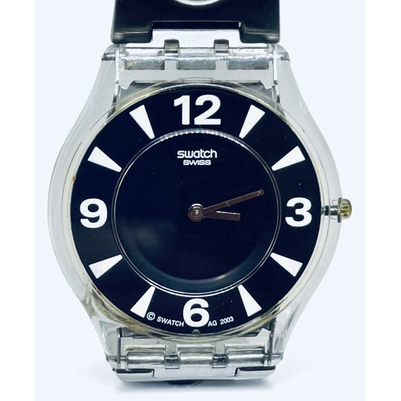 Swatch Watch BLACK ZONE SFM105G 2004 SKIN Ultra Thin Swiss Quartz New Old Stock - Picture 3 of 8